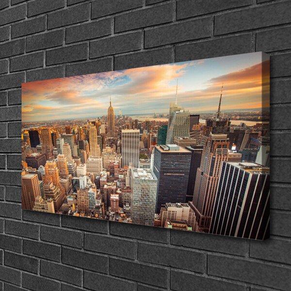 Quadro su tela Case di città 100x50 cm