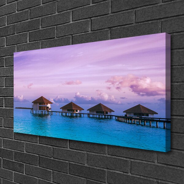 Quadro su tela Acqua di architettura del mare 100x50 cm