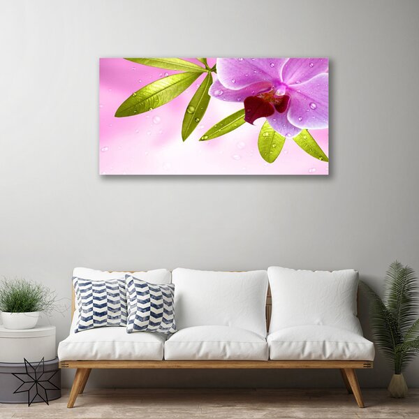 Quadro su tela Fiore Foglie 100x50 cm