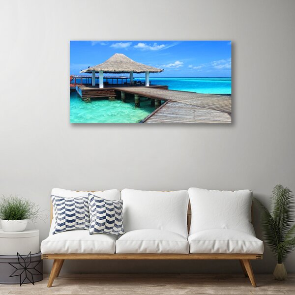 Quadro su tela Architettura del ponte sul mare 100x50 cm