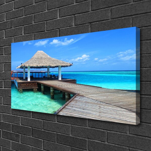 Quadro su tela Architettura del ponte sul mare 100x50 cm