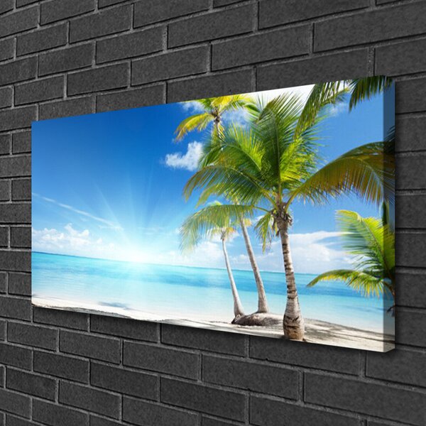 Quadro su tela Paesaggio del mare della palma 100x50 cm