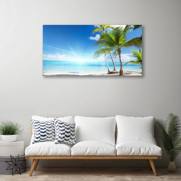 Quadro su tela Paesaggio del mare della palma 100x50 cm