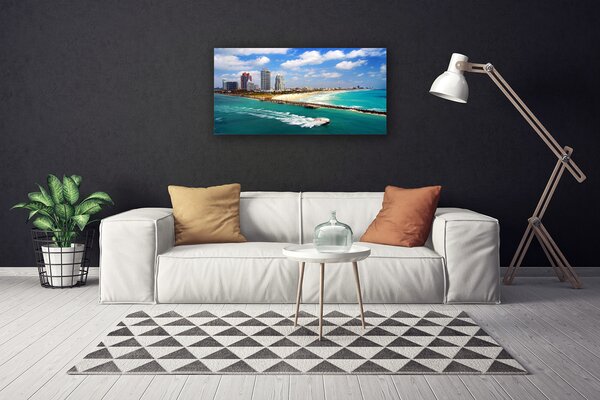 Quadro su tela Paesaggio della città della spiaggia del mare 100x50 cm