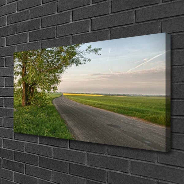 Quadro su tela Paesaggio dell'erba dell'albero della strada 100x50 cm
