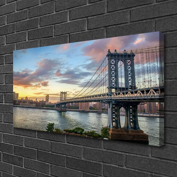 Stampa quadro su tela Architettura della città del ponte 100x50 cm