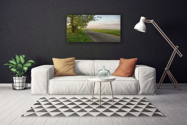 Quadro su tela Paesaggio dell'erba dell'albero della strada 100x50 cm