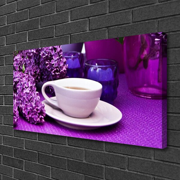Quadro su tela Una tazza di fiori 100x50 cm