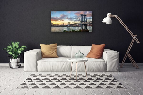 Stampa quadro su tela Architettura della città del ponte 100x50 cm