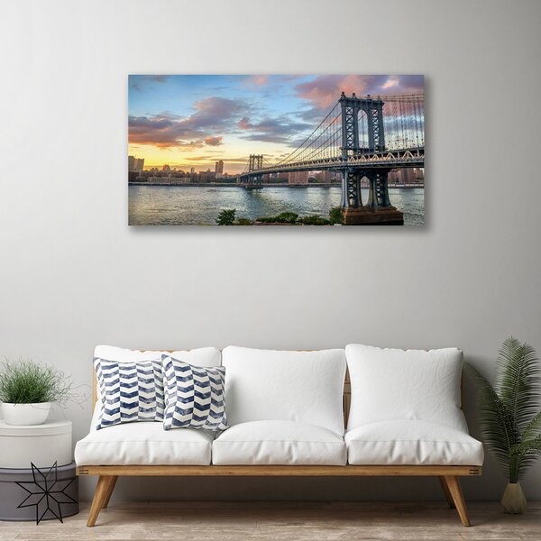 Stampa quadro su tela Architettura della città del ponte 100x50 cm
