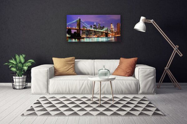 Quadro su tela Architettura della città del ponte 100x50 cm
