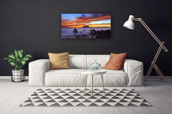 Quadro su tela Paesaggio degli alberi di nebbia 100x50 cm