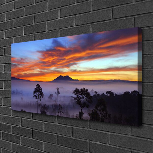 Quadro su tela Paesaggio degli alberi di nebbia 100x50 cm