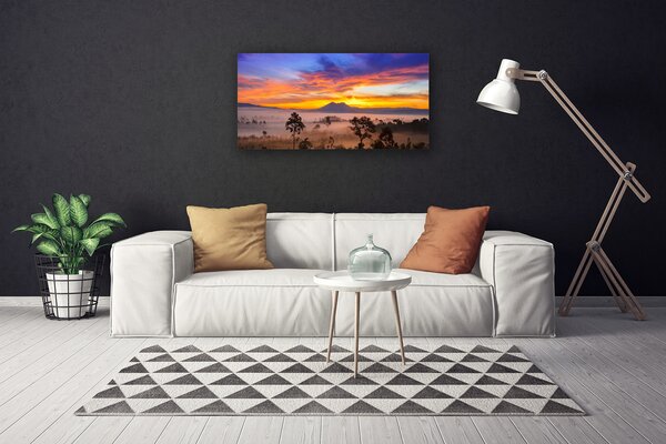 Quadro su tela Paesaggio degli alberi di nebbia 100x50 cm