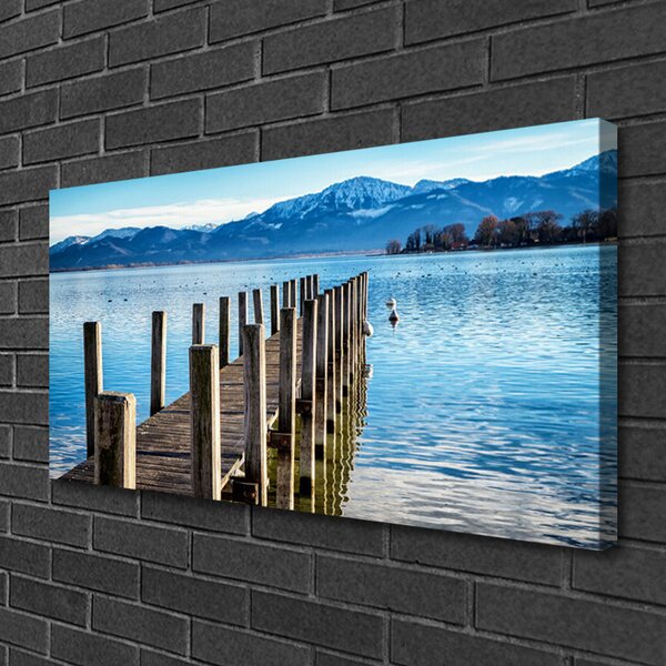 Quadro su tela Architettura delle montagne del mare del ponte 100x50 cm