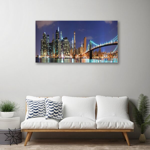 Quadro su tela Architettura della città del ponte 100x50 cm