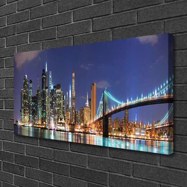 Quadro su tela Architettura della città del ponte 100x50 cm