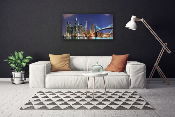 Quadro su tela Architettura della città del ponte 100x50 cm