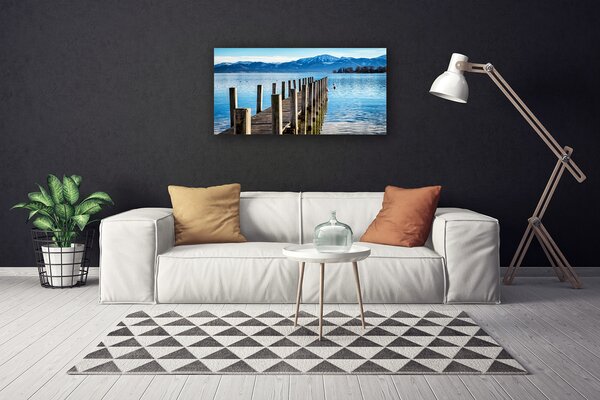 Quadro su tela Architettura delle montagne del mare del ponte 100x50 cm