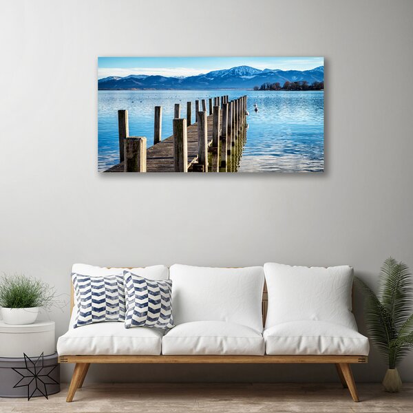Quadro su tela Architettura delle montagne del mare del ponte 100x50 cm
