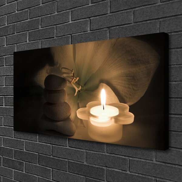 Quadro su tela Candela con pietre termali 100x50 cm
