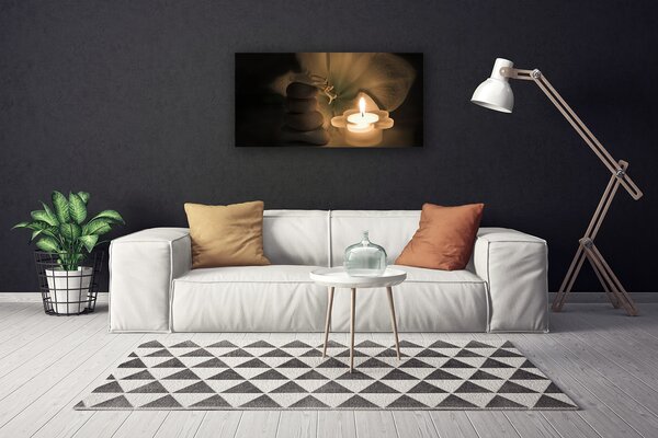 Quadro su tela Candela con pietre termali 100x50 cm