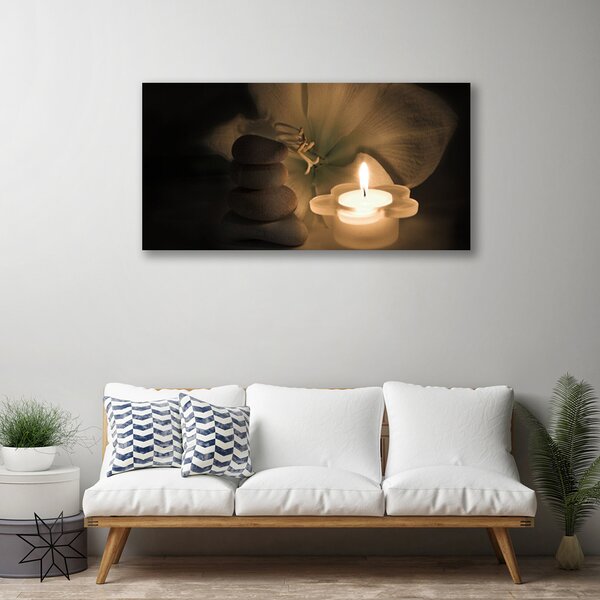 Quadro su tela Candela con pietre termali 100x50 cm