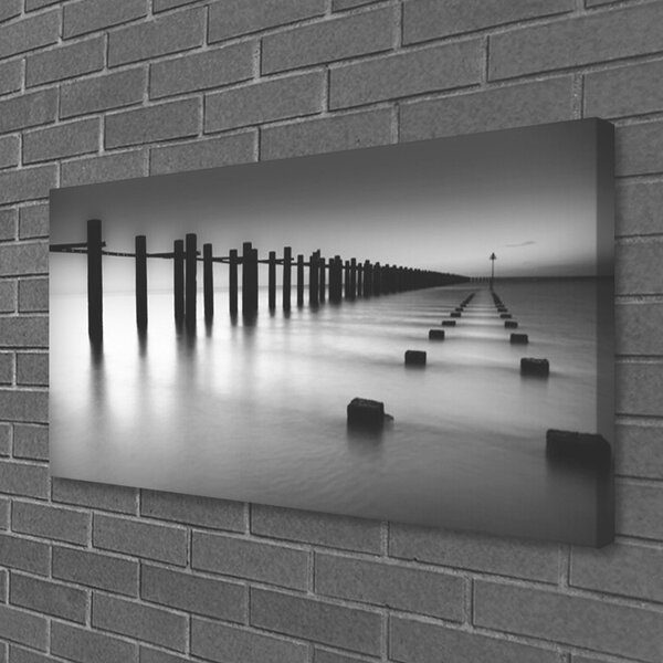 Quadro su tela Architettura del molo della nebbia 100x50 cm