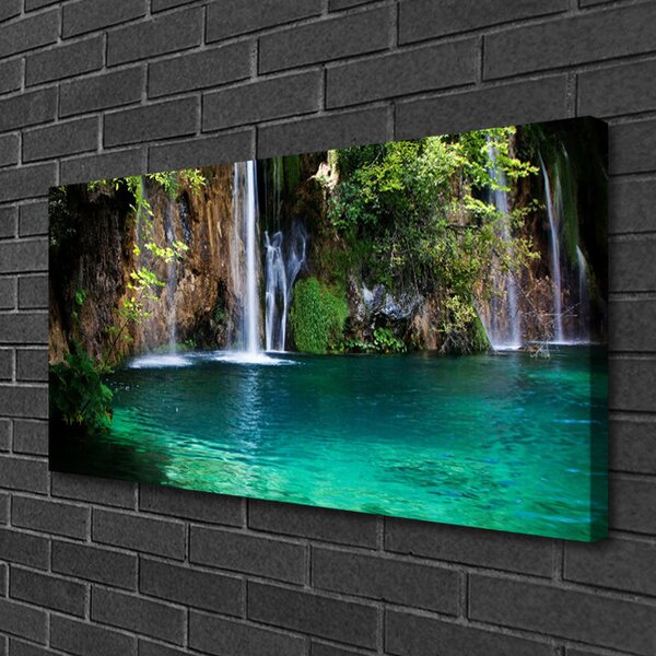 Quadro su tela Lago di cascata naturale 100x50 cm