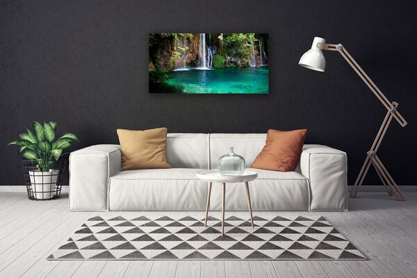 Quadro su tela Lago di cascata naturale 100x50 cm