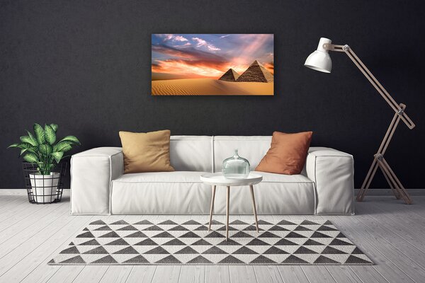 Stampa quadro su tela Piramide Del Deserto Sul Muro 100x50 cm