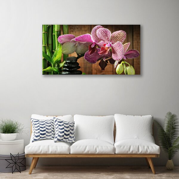 Quadro su tela I fiori della pianta di bambù 100x50 cm