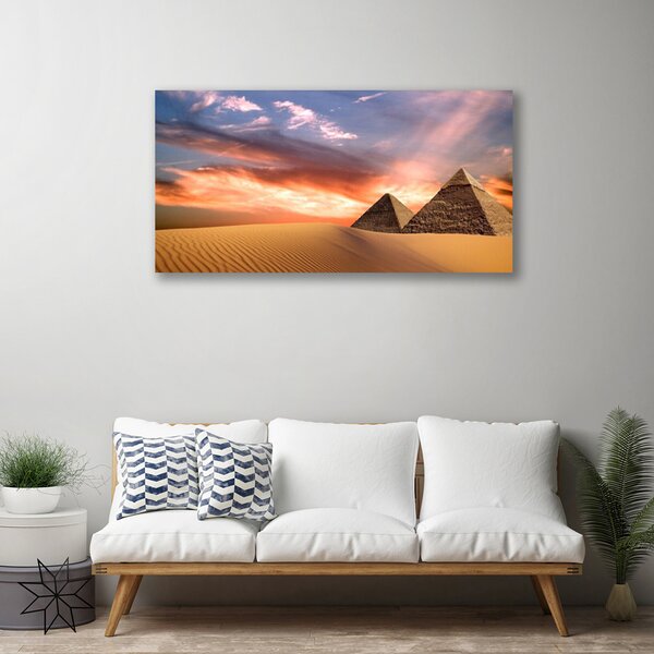 Stampa quadro su tela Piramide Del Deserto Sul Muro 100x50 cm
