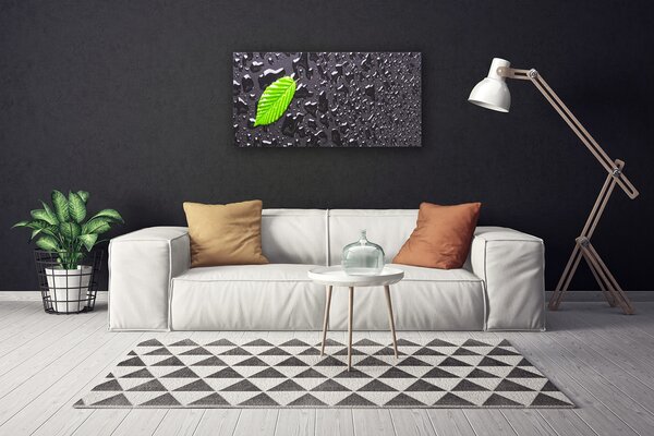 Quadro su tela Gocce di foglie art 100x50 cm