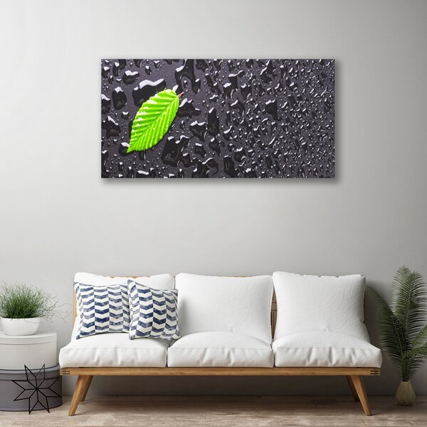 Quadro su tela Gocce di foglie art 100x50 cm