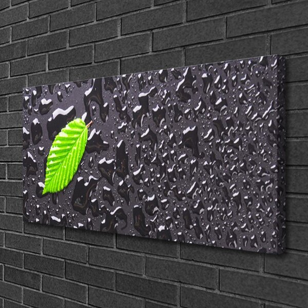 Quadro su tela Gocce di foglie art 100x50 cm
