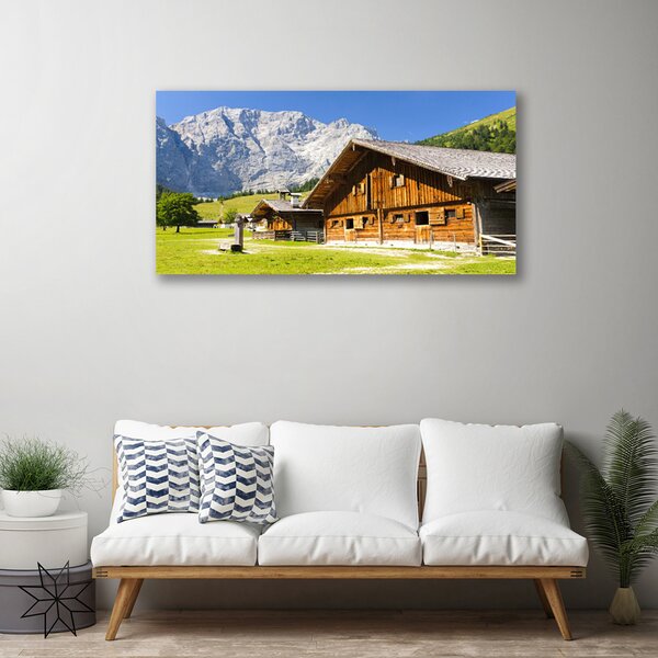 Quadro su tela Casa. Montagna. Paesaggio. Natura 100x50 cm