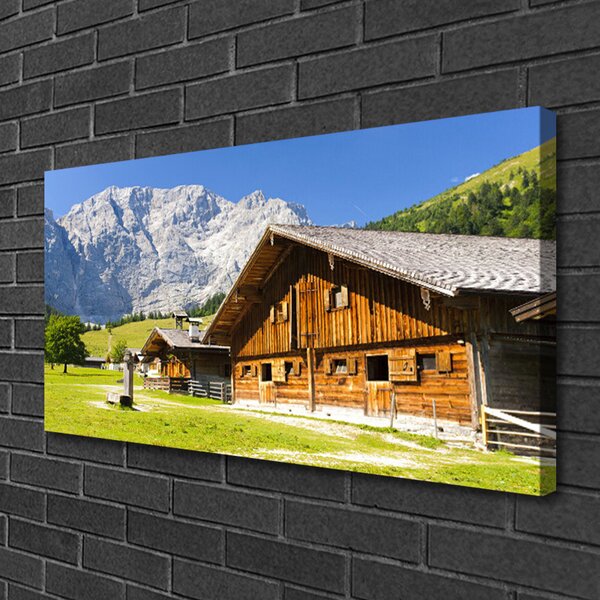 Quadro su tela Casa. Montagna. Paesaggio. Natura 100x50 cm