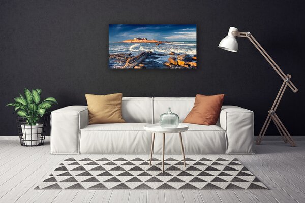 Foto quadro su tela Paesaggio di pietre di mare 100x50 cm