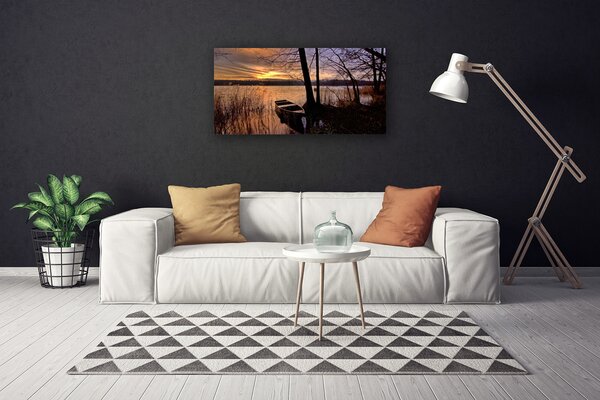 Stampa quadro su tela Paesaggio della barca del mare 100x50 cm
