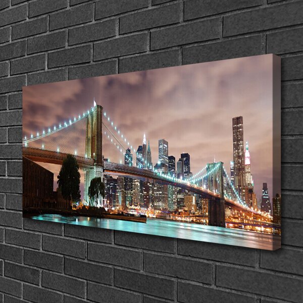 Quadro su tela Architettura della città del ponte 100x50 cm