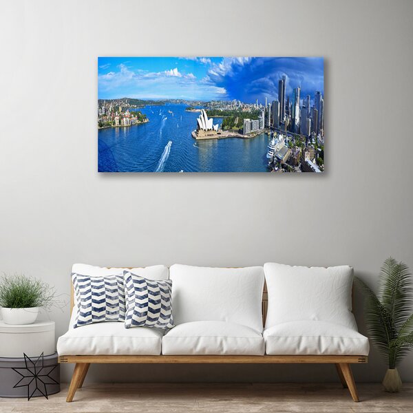Quadro su tela Case della città del mare 100x50 cm