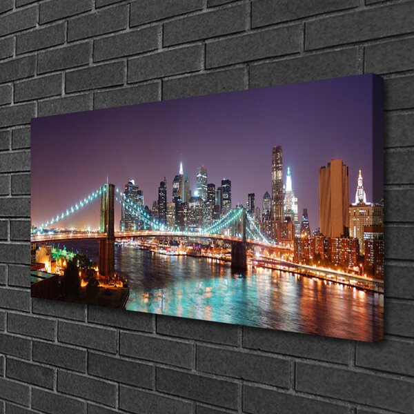Quadro su tela Architettura della città del ponte 100x50 cm