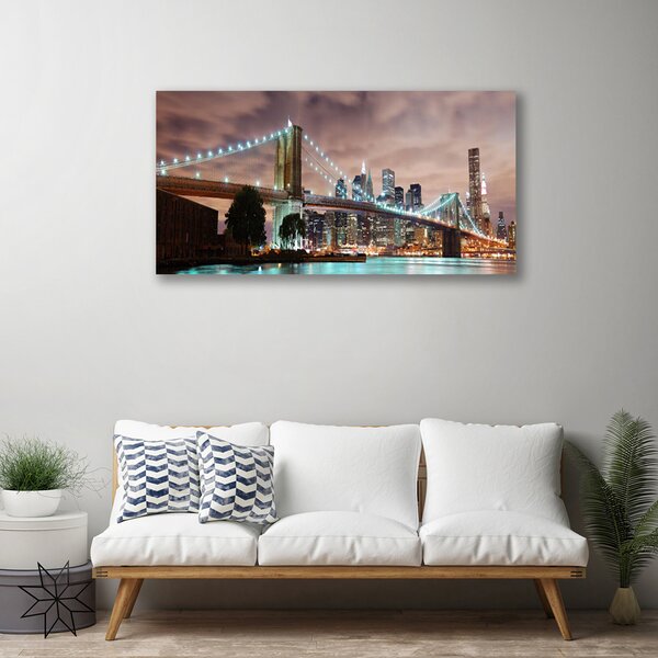 Quadro su tela Architettura della città del ponte 100x50 cm