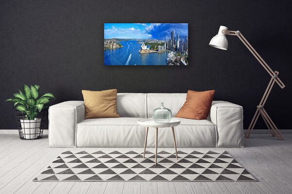Quadro su tela Case della città del mare 100x50 cm