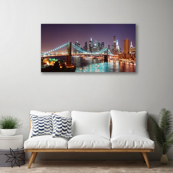 Quadro su tela Architettura della città del ponte 100x50 cm