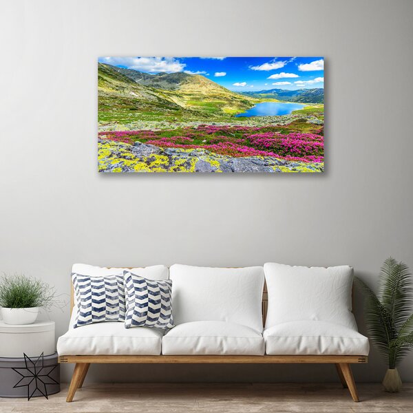 Quadro su tela La montagna dello Zatoka, il prato, la natura 100x50 cm