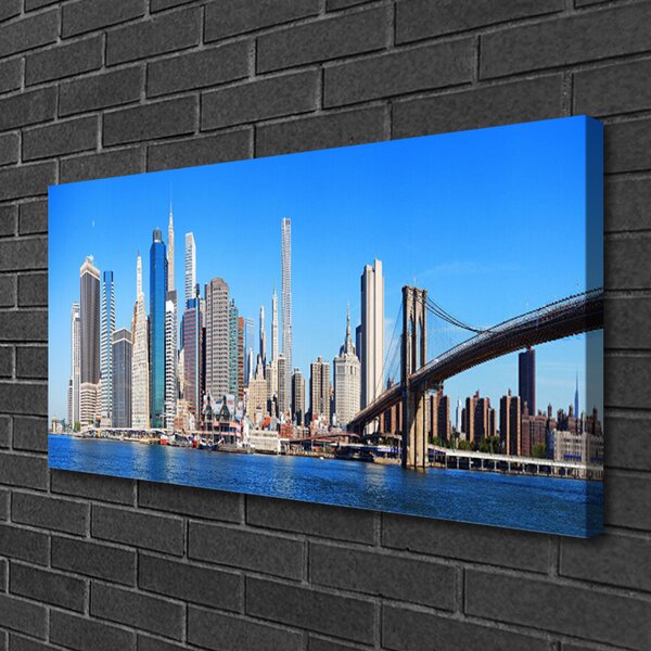 Quadro su tela Architettura della città del ponte 100x50 cm