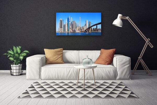 Quadro su tela Architettura della città del ponte 100x50 cm