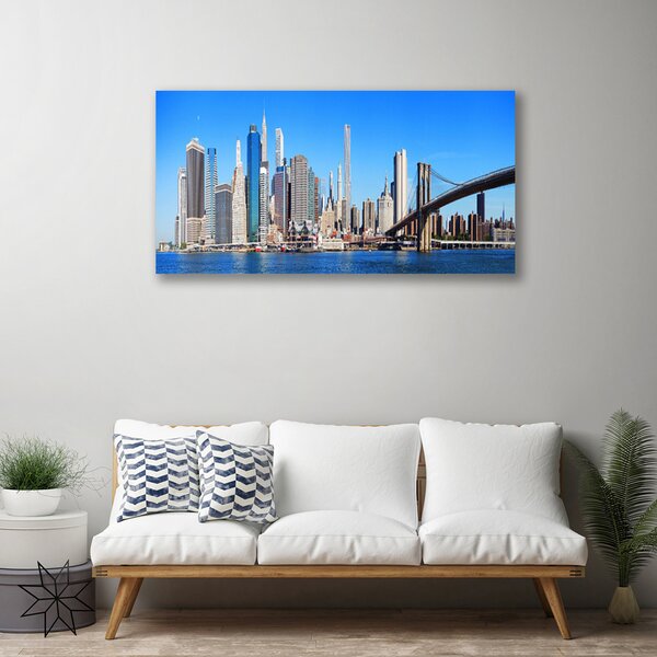 Quadro su tela Architettura della città del ponte 100x50 cm